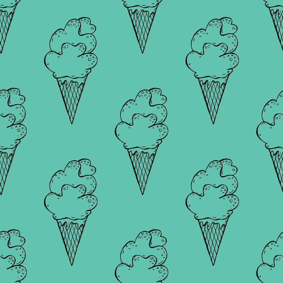 Seamless pattern with ice cream doodle for decorative print, wrapping paper, greeting cards, wallpaper and fabric 1 vector