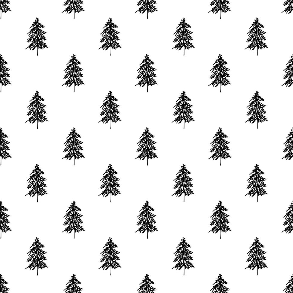 Seamless pattern with geometric minimal scandinavian Christmas tree doodle for decorative print, wrapping paper, greeting cards and fabric 1 vector