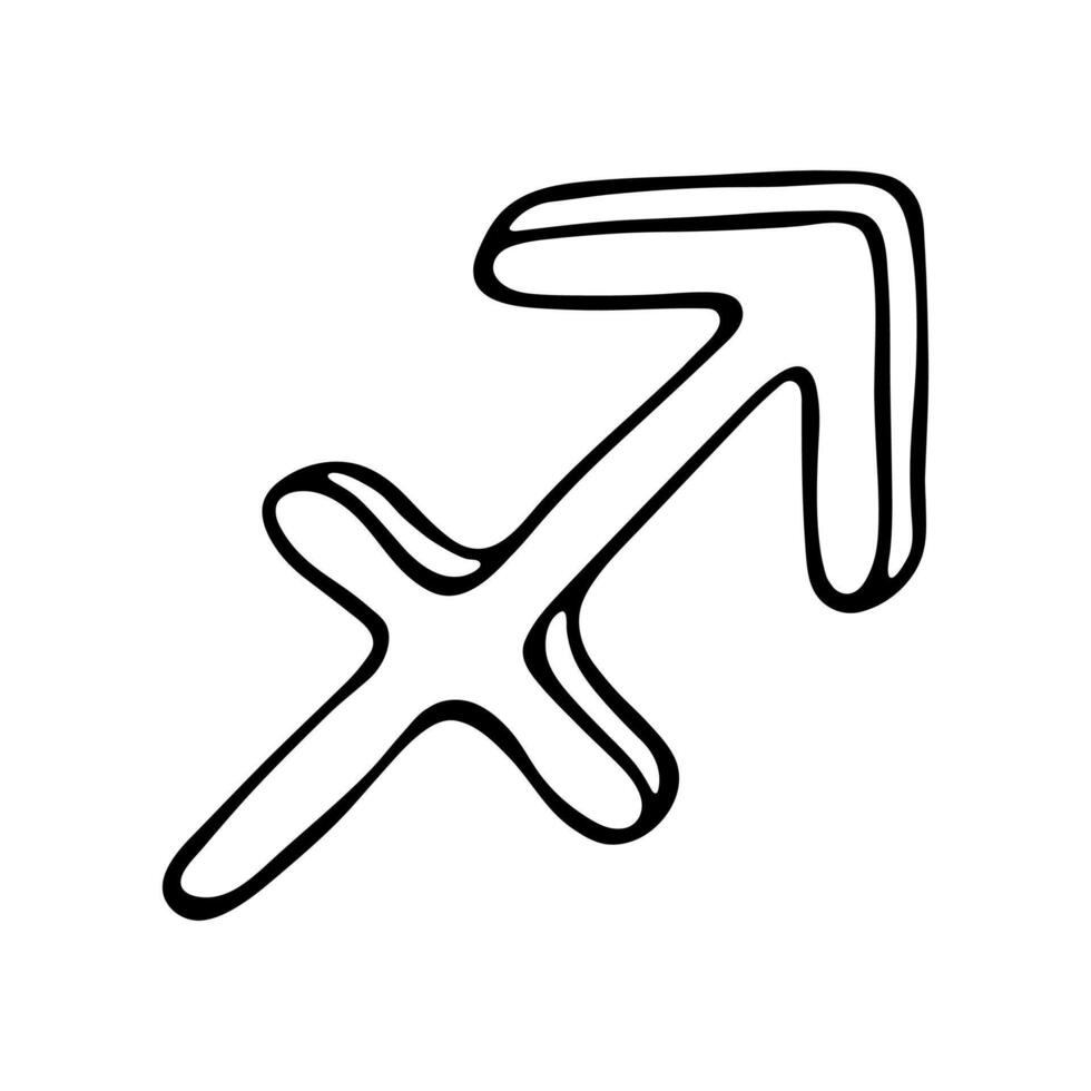 Hand drawn sagittarius zodiac sign Esoteric symbol doodle Astrology clipart Element for design 1 vector