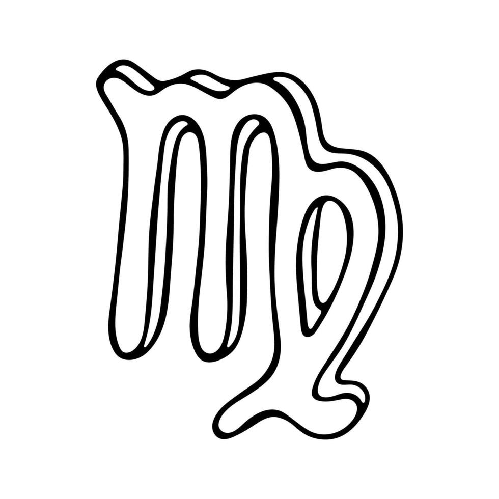 Hand drawn virgo zodiac sign Esoteric symbol doodle Astrology clipart Element for design 1 vector