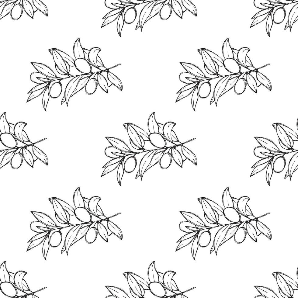 Seamless pattern with olive branches for decorative print, wrapping paper, greeting cards, wallpaper and fabric 1 vector