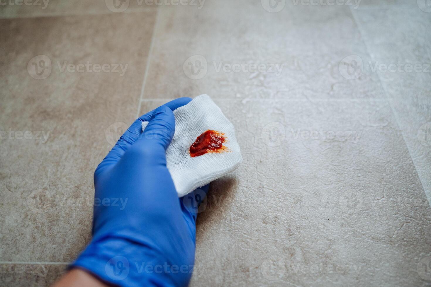 Cleaning Up Blood Stains Essential Proper Techniques and Important Precautions to Follow for Safety and Hygiene in Emergencies and Housekeeping photo