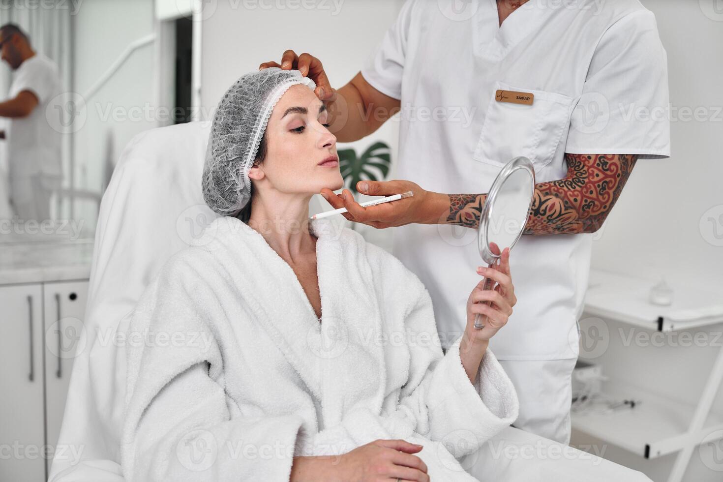 Enjoying a relaxing skincare treatment at a modern spa in the afternoon photo