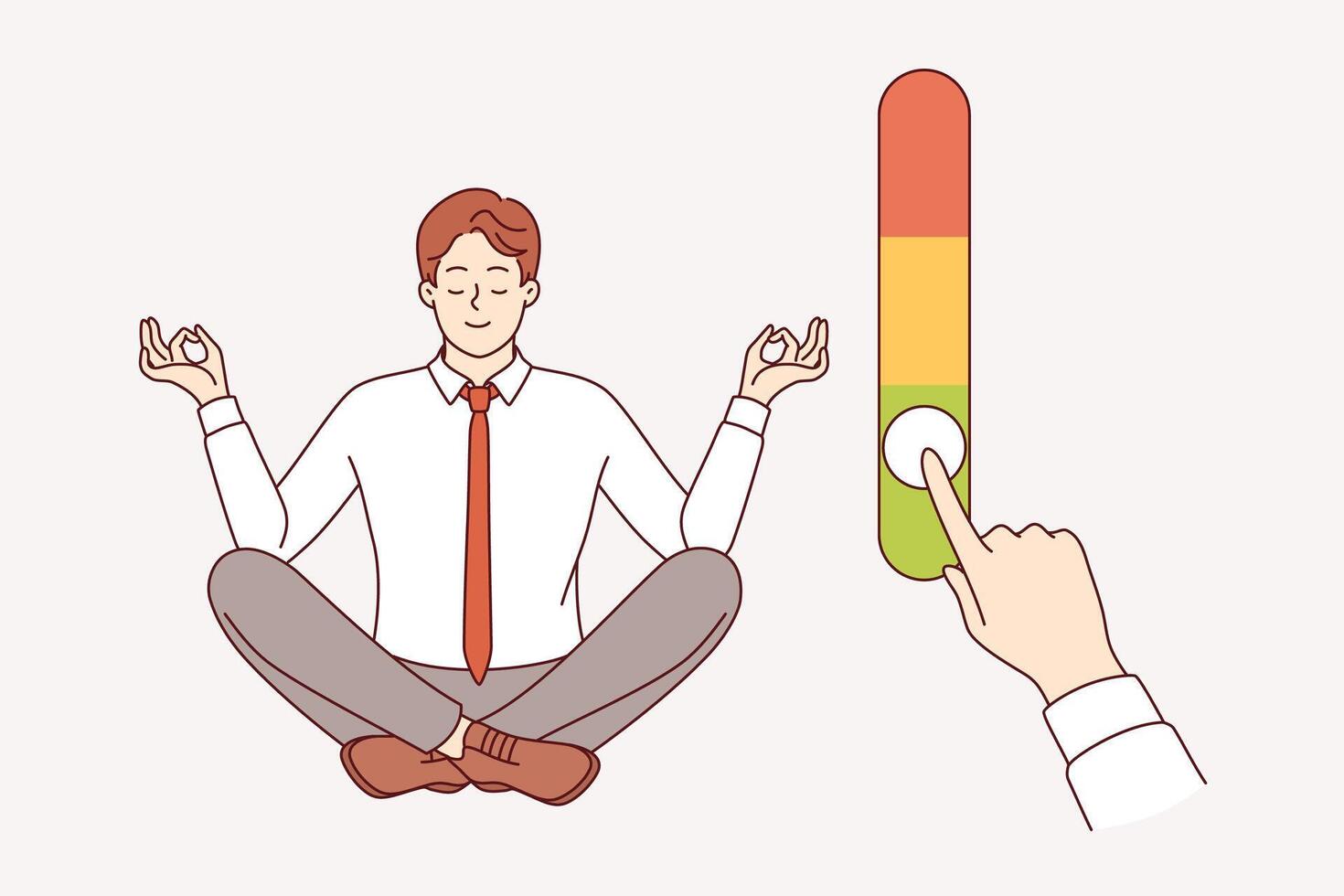 Business man uses meditation to manage stress and emotions, maintaining psychological balance vector