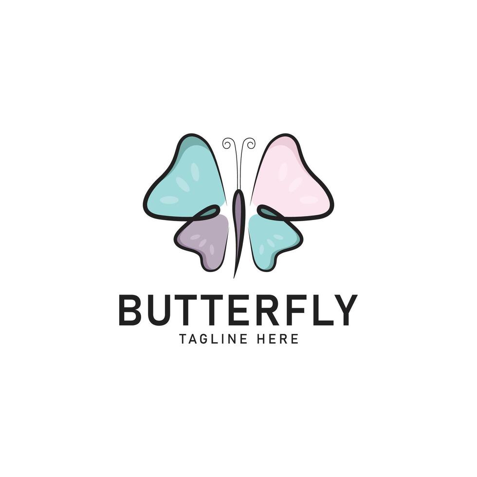Butterfly line logo design template vector