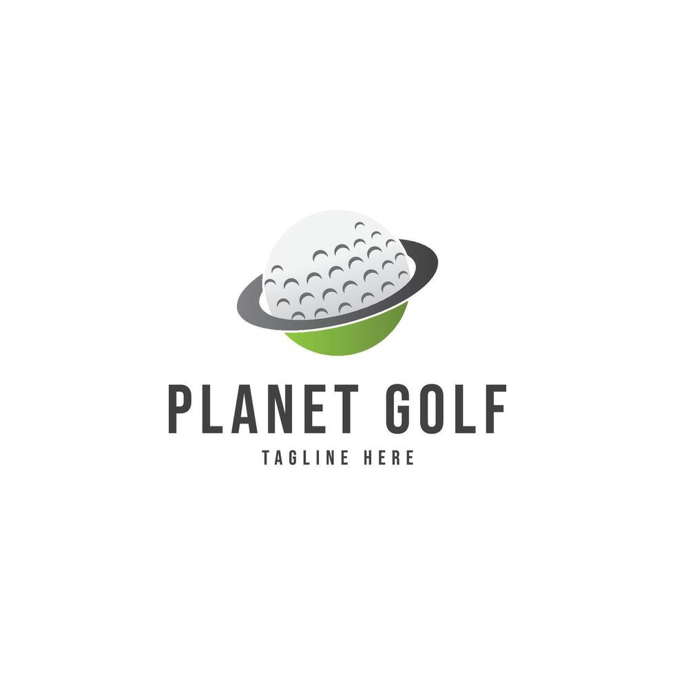 Planet golf logo design template vector