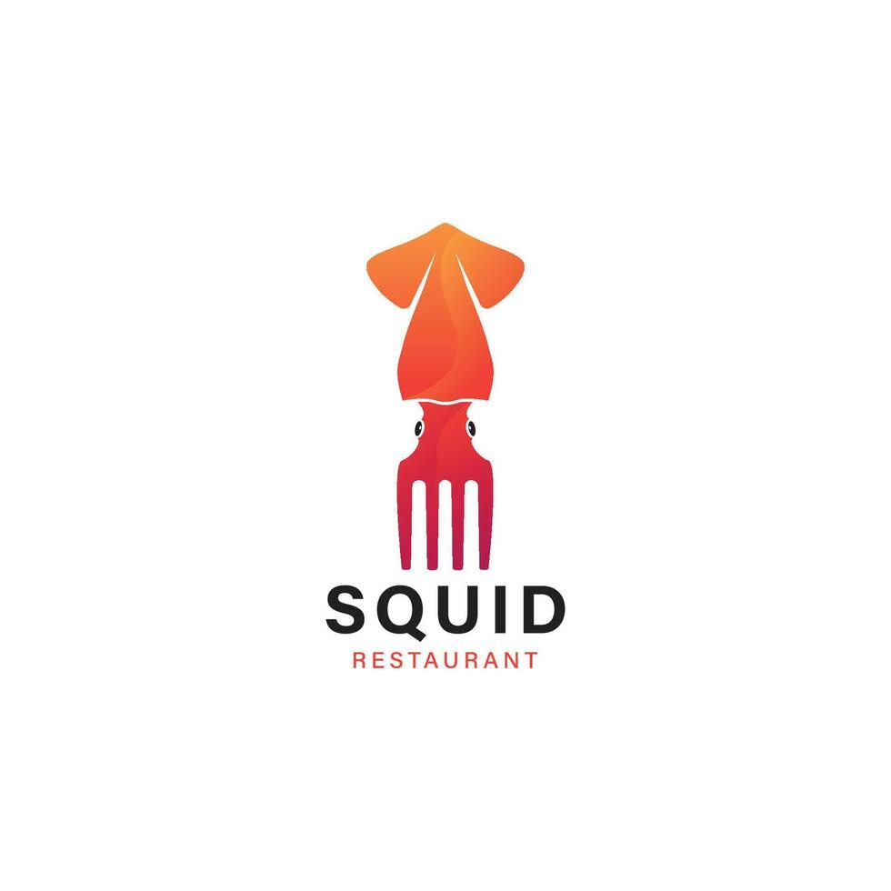 Squid Fork Logo design template. vector