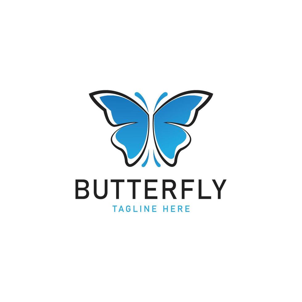 Butterfly blue logo design template vector