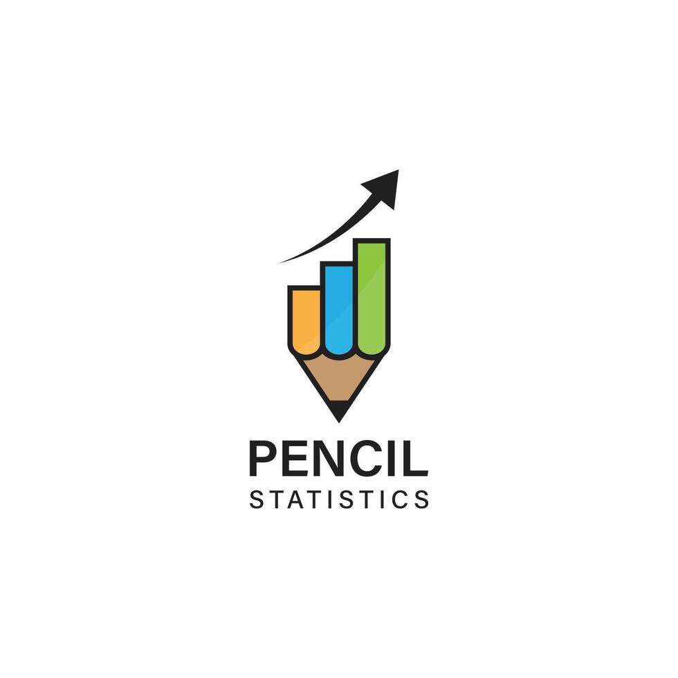 Pencil statistics logo design vector