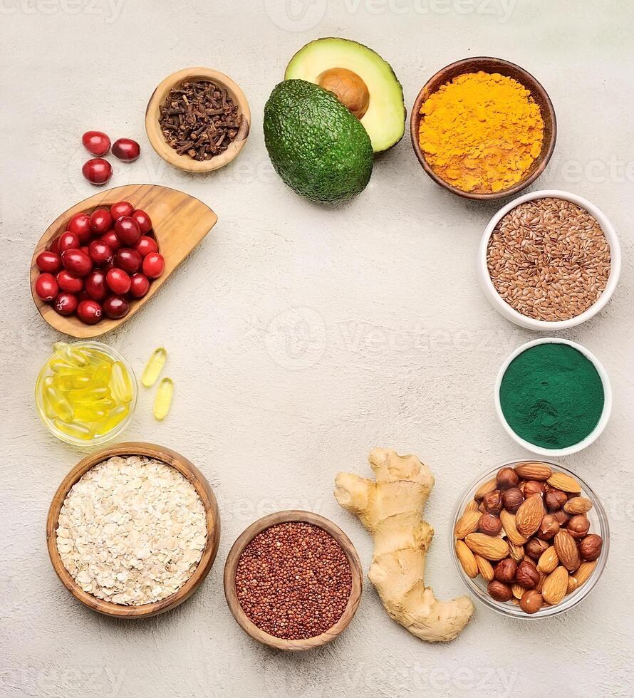 Healthy food. Keto diet. Collection of healthy food. photo