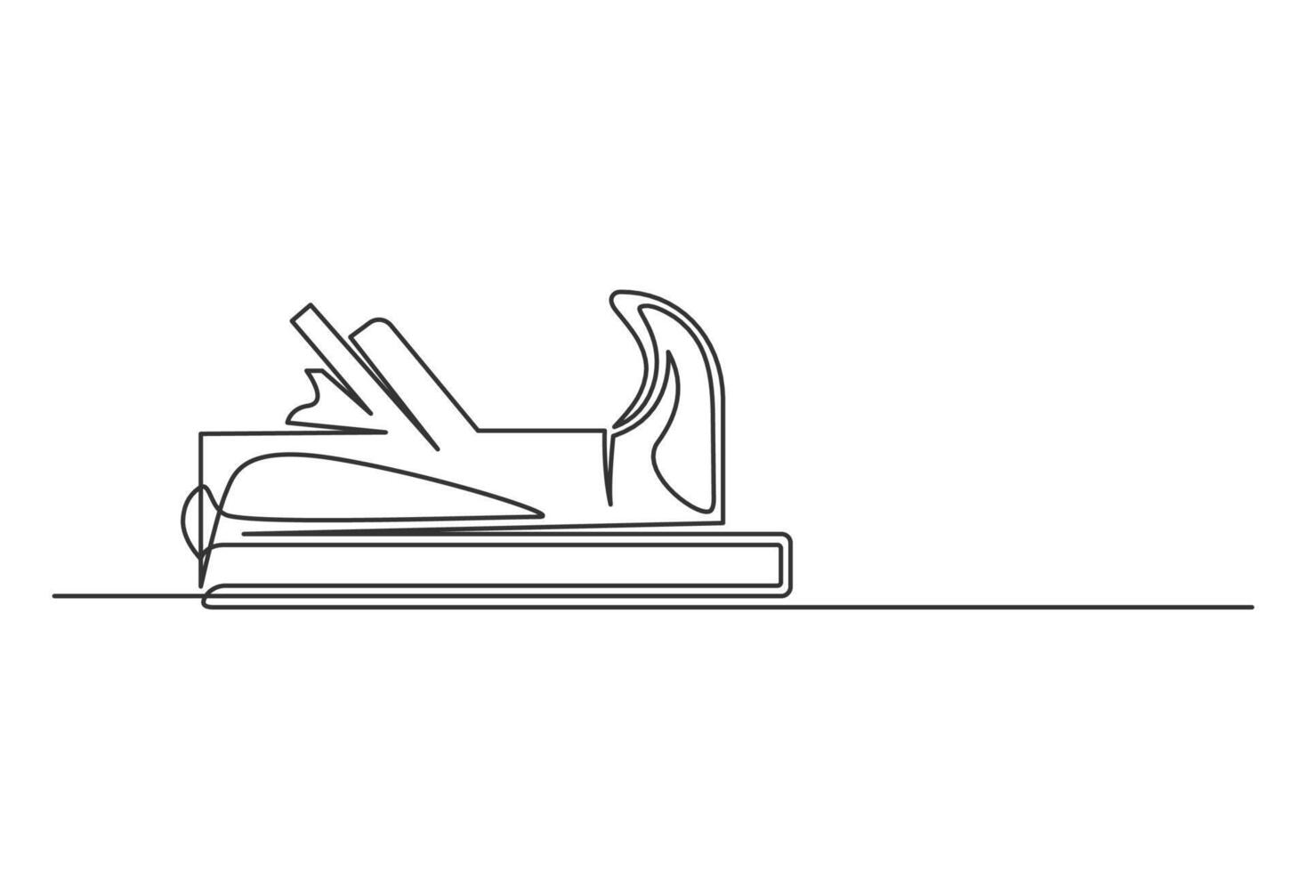 Continuous one line carpenter tool wood plane vector