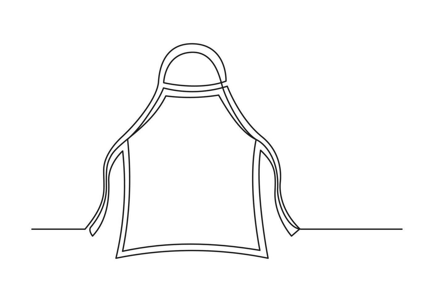 Continuous one line drawing of a kitchen apron vector