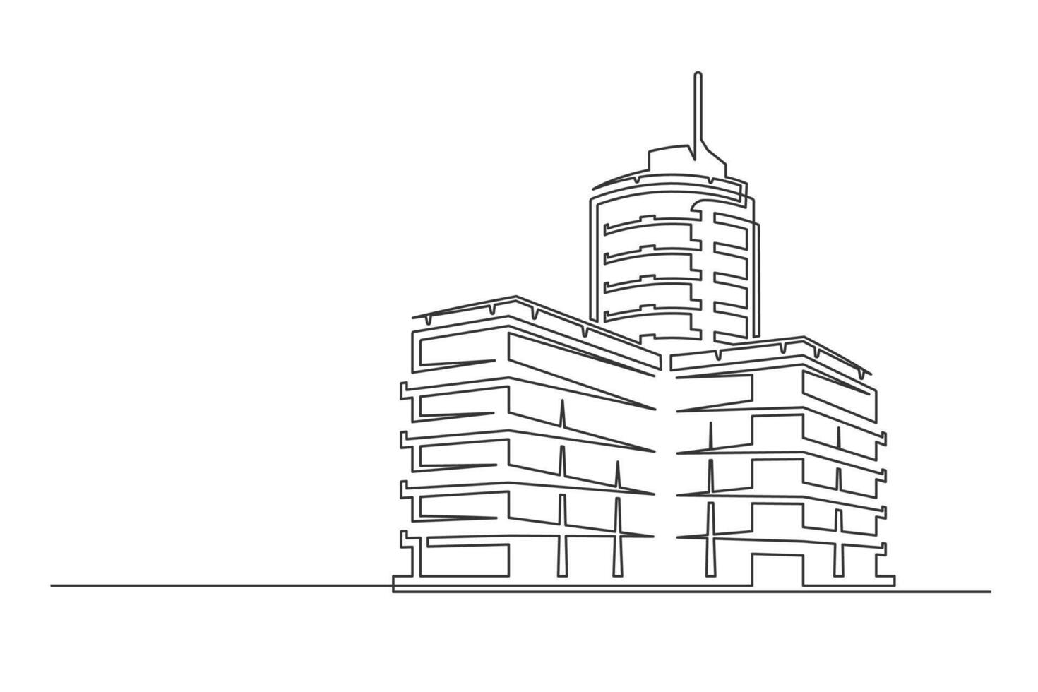 Continuous one line building vector