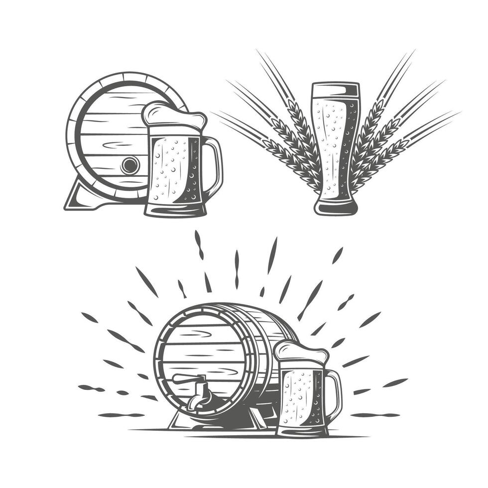 Vintage beer elements set vector