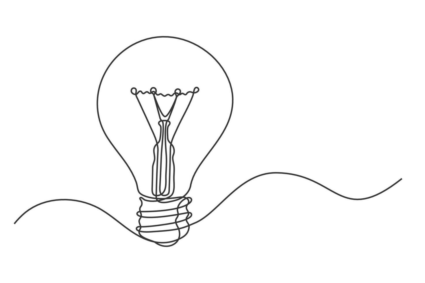 Continuous line drawing electric light bulb vector