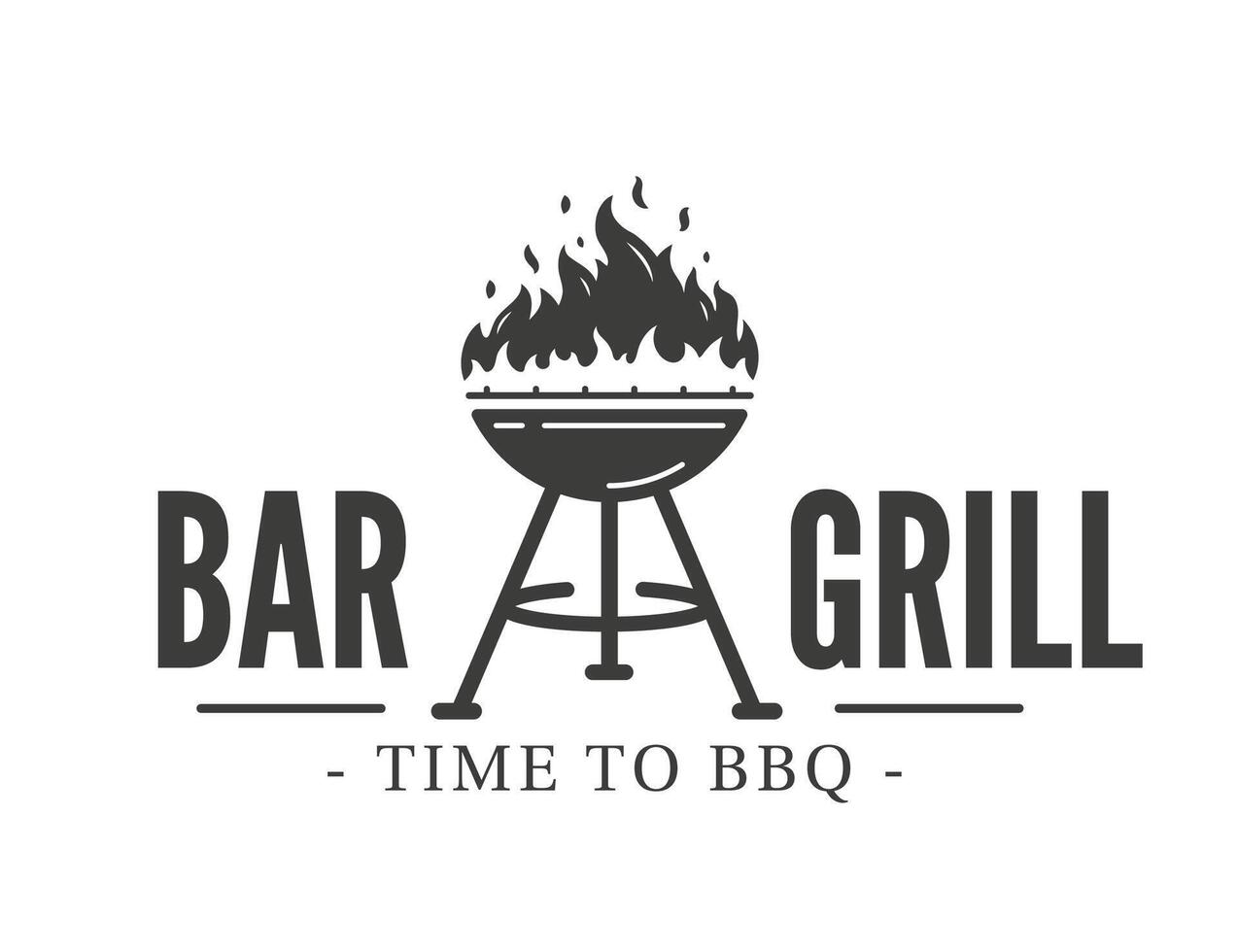 Barbecue grill logo with fire isolated on white background vector
