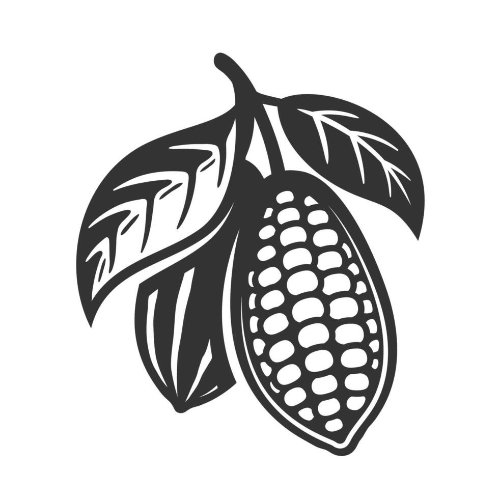 Cocoa pod silhouette vector