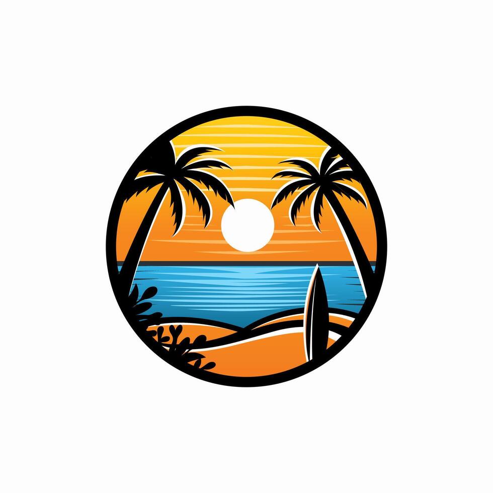 Sunset and Sea View A Timeless Logo Design Concept vector