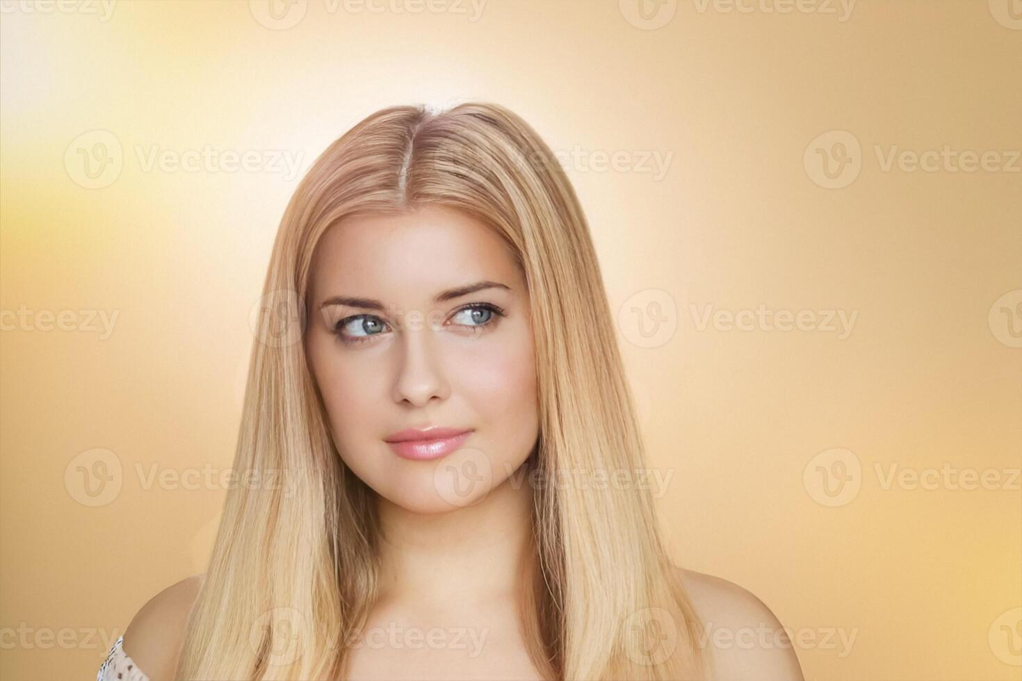 Woman, beauty and elegance, flawless skin and soft expression. Blonde beautiful woman, glamour and sophistication, radiant glow photo