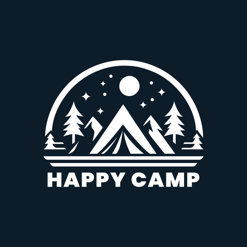 Time to Camp. Inspiring Mountain Illustration Logo vector