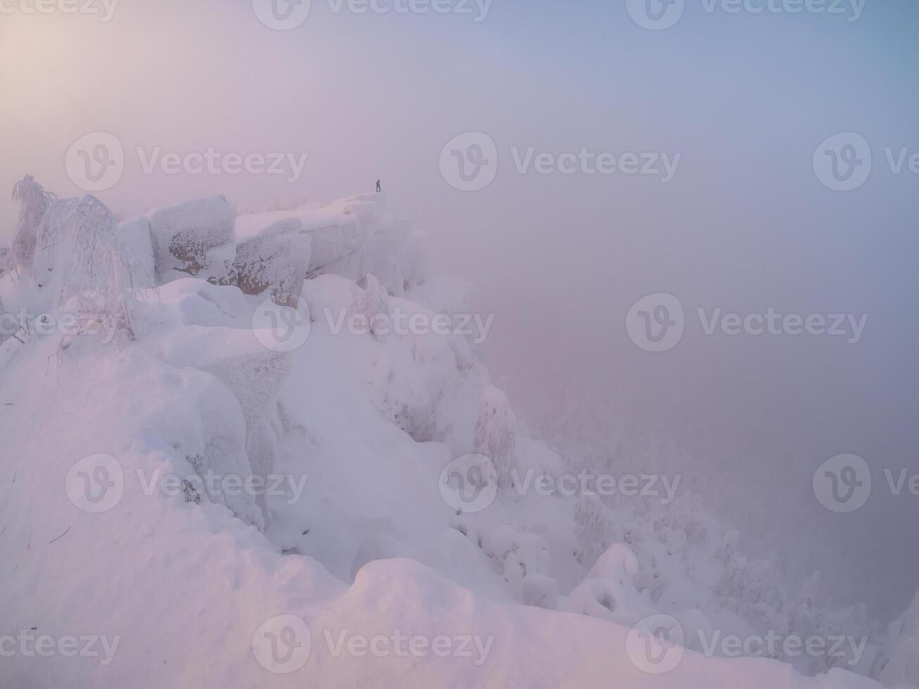 Harsh dawn rock Polyud. Perm region. photo