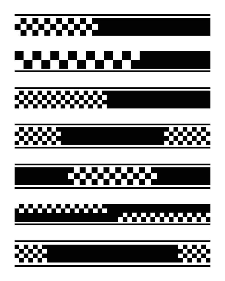 Set of racing style checkered flag car wrap stickers vector