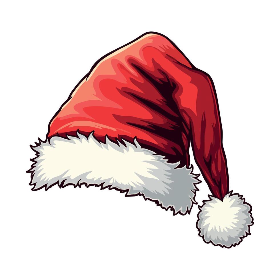 Red Santa Claus hat concept illustration suitable for Merry Christmas drawing or background isolated on white background vector