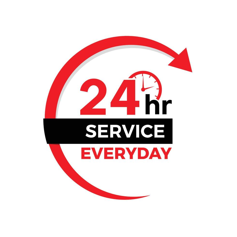 24 hour everyday service with help and support design vector