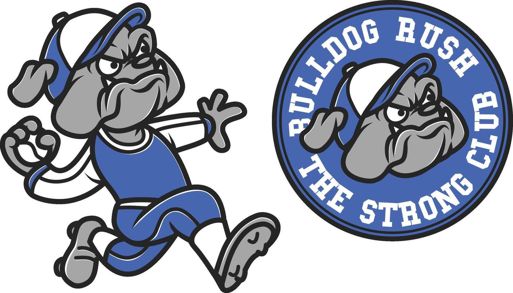 A vintage retro-style bulldog mascot illustration with a baseball theme, ideal for sports branding, team logos, or merchandise designs. vector