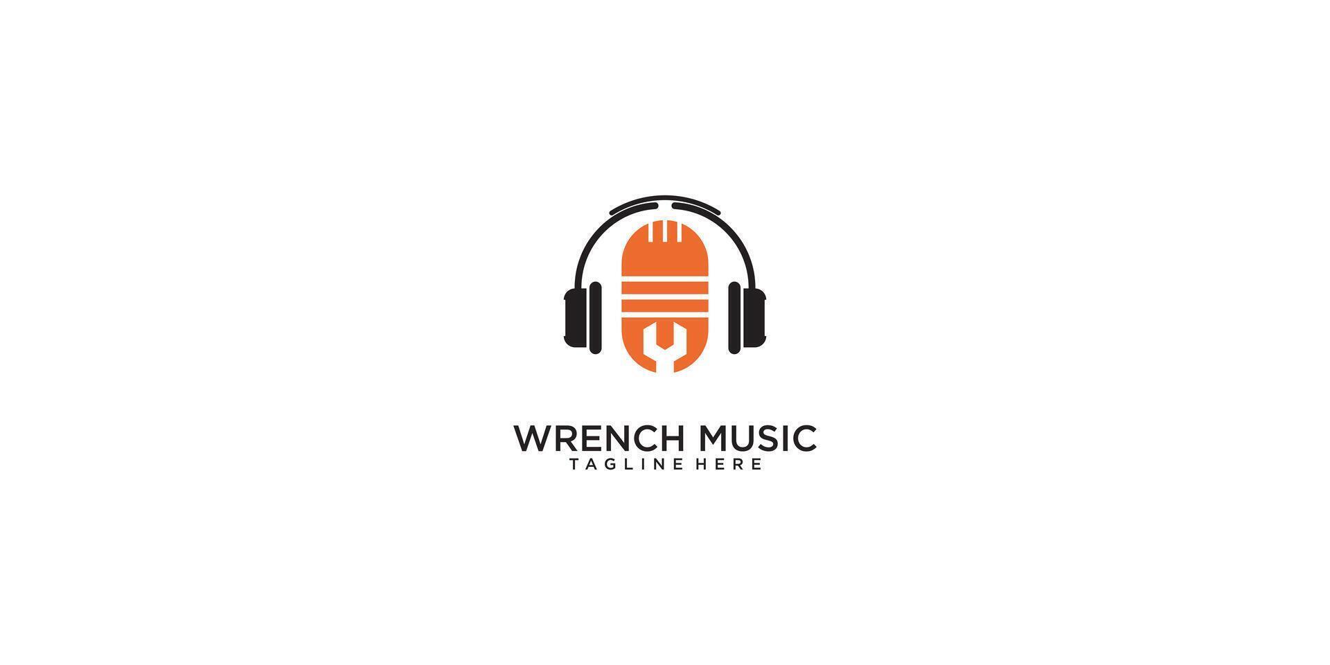 Combine wrench and music logo deisgn vector