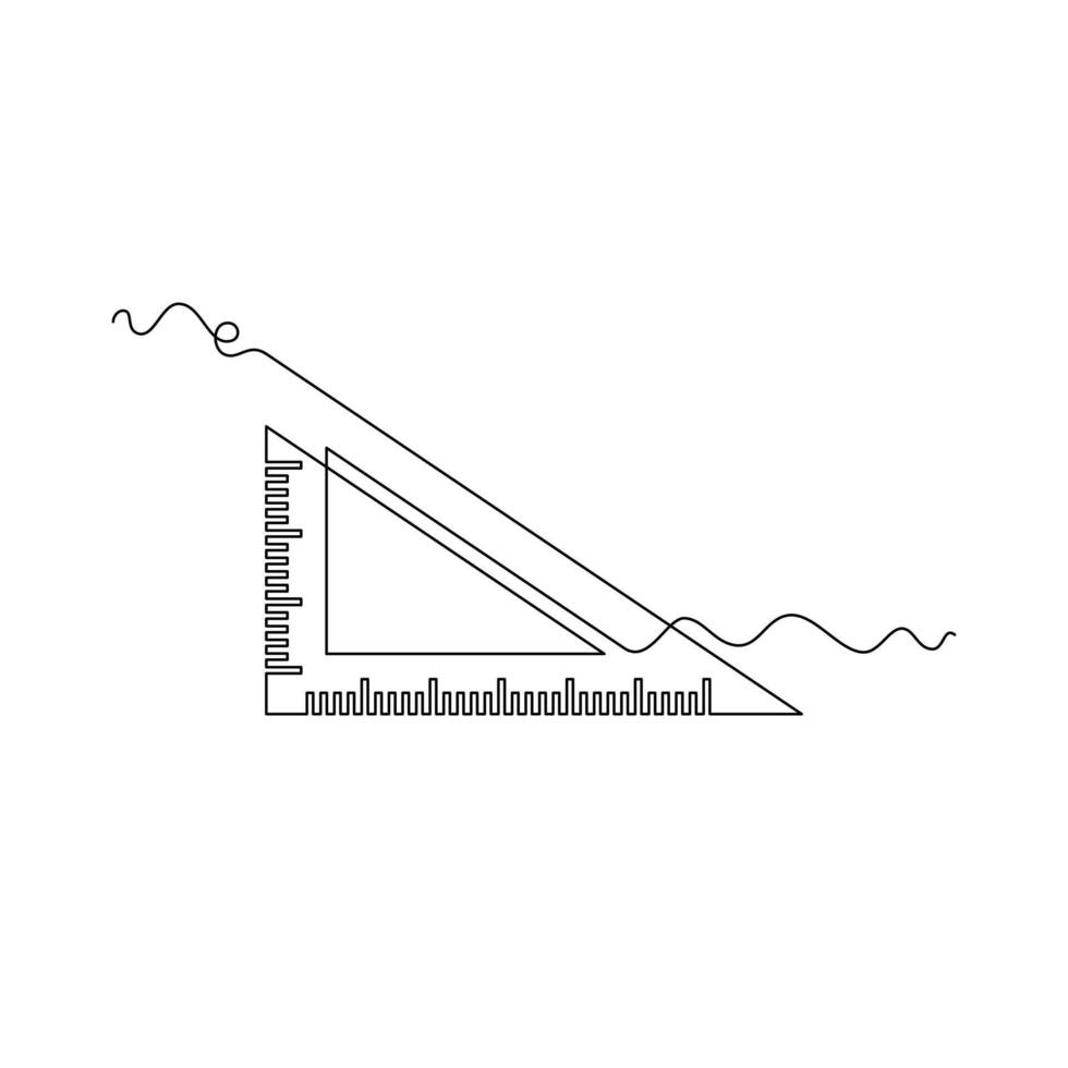one line art triangular ruler illustration. line art, one continuous line, simple, hand drawn and sketch style. for icons, symbols, signs or logos vector