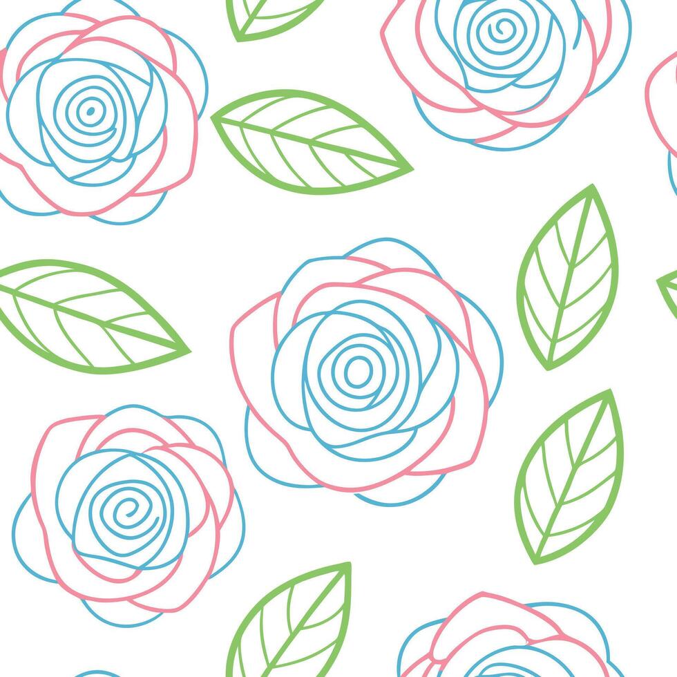 Pastel Roses Seamless Pattern Delicate Floral Design, Romantic Background vector