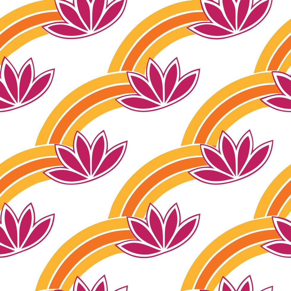 Abstract Lotus Flower Rainbow Pattern Design Textile Print vector