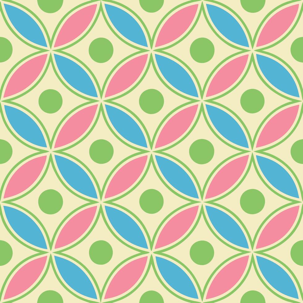 Pastel Geometric Seamless Pattern Pink, Blue, Green Circles vector
