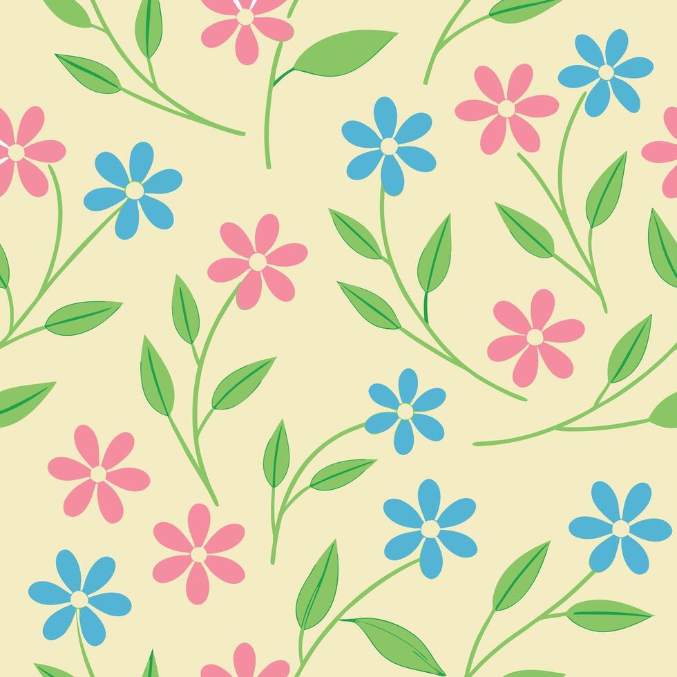 Pastel Pink Flower Seamless Pattern Background Design vector