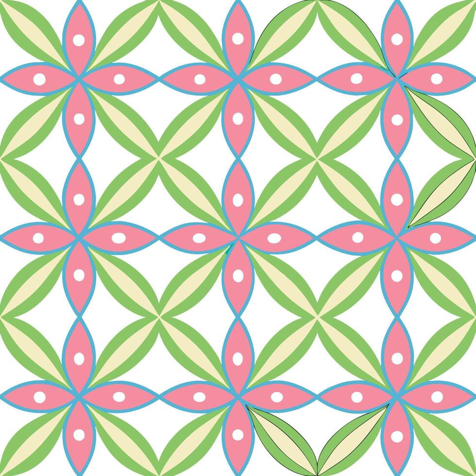 Seamless Green Pink Flower Pattern Tile Design Texture Background vector