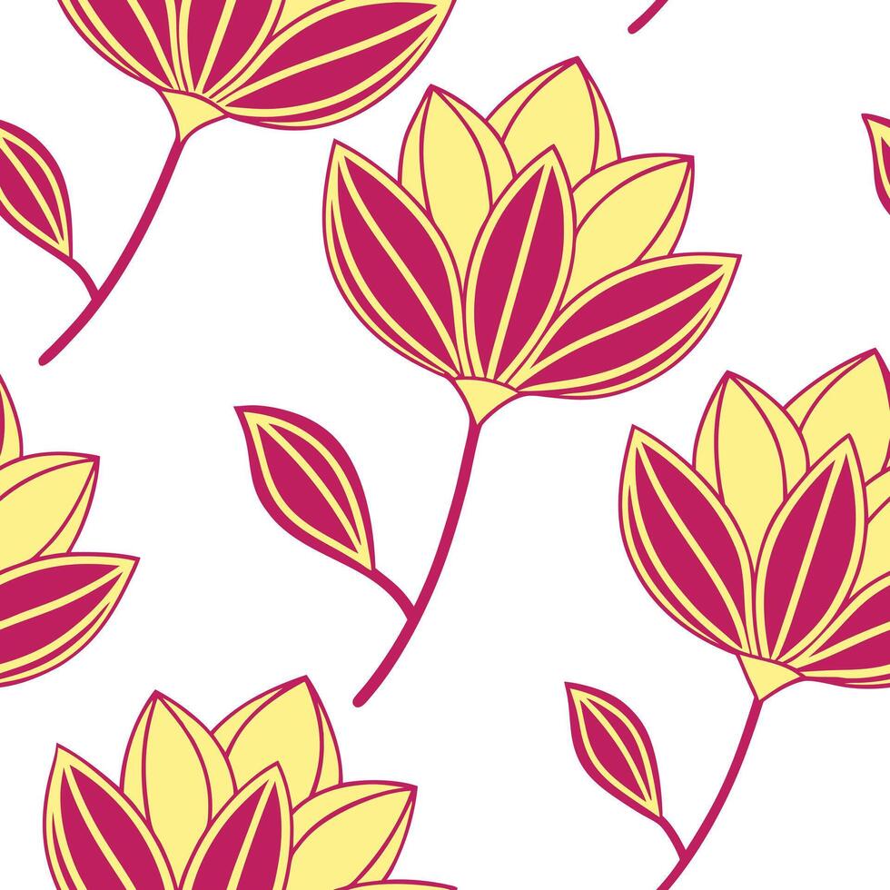 Yellow and Crimson Floral Seamless Pattern Design Art vector