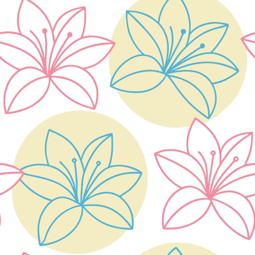 Pastel Lily Flower Seamless Pattern Design Background Texture vector