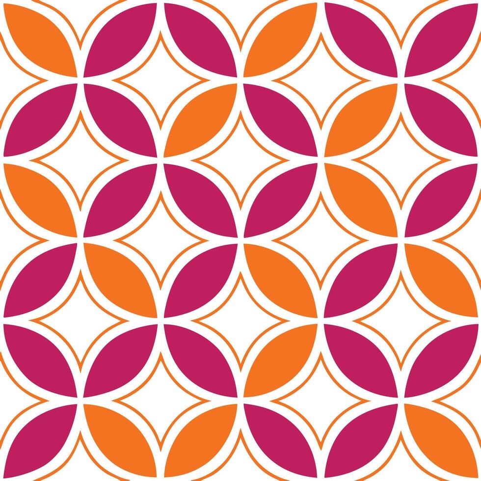 Abstract Geometric Pattern Orange and Pink Floral Design vector