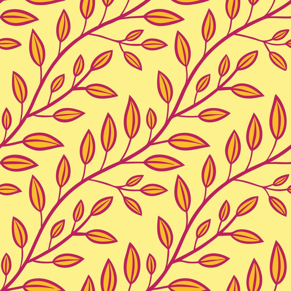 Elegant Yellow Floral Branches Seamless Pattern Design vector