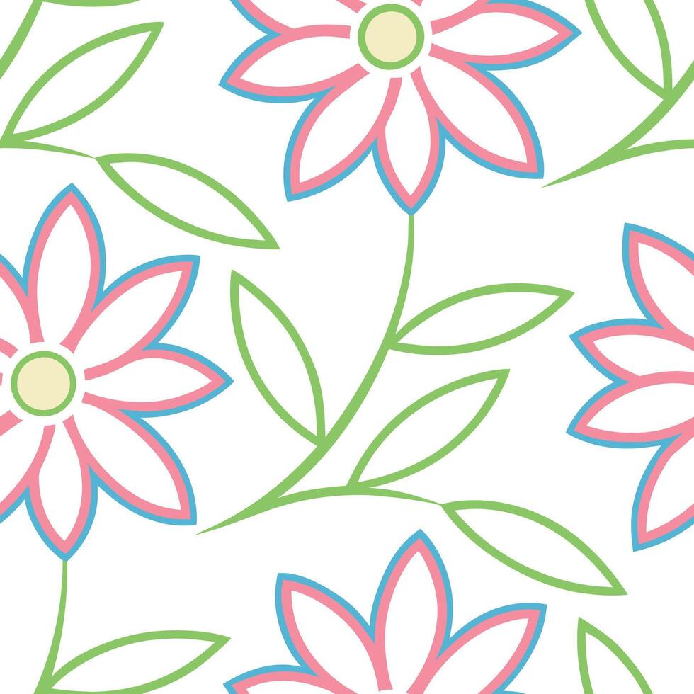 Pastel Pink Daisy Flower Seamless Pattern Design Repeat vector