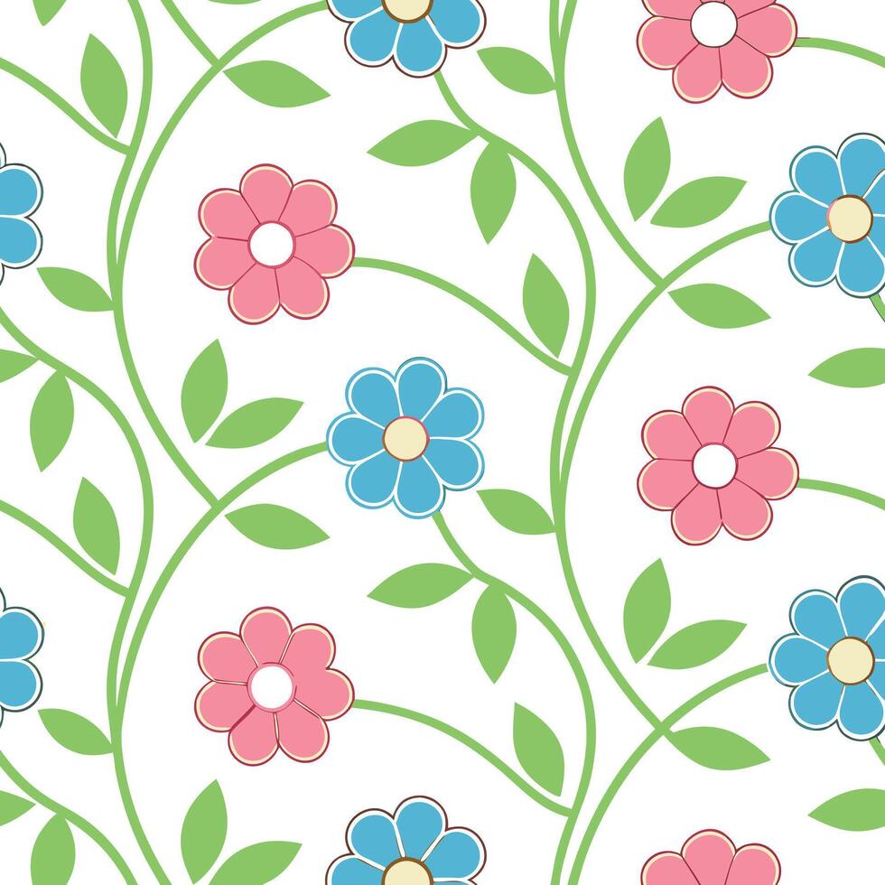 Pretty Pastel Floral Vine Seamless Pattern Background Design vector
