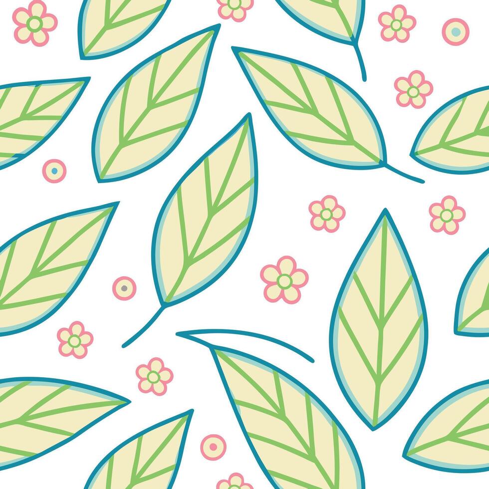 Pastel Leaf and Flower Seamless Pattern Design Illustration vector