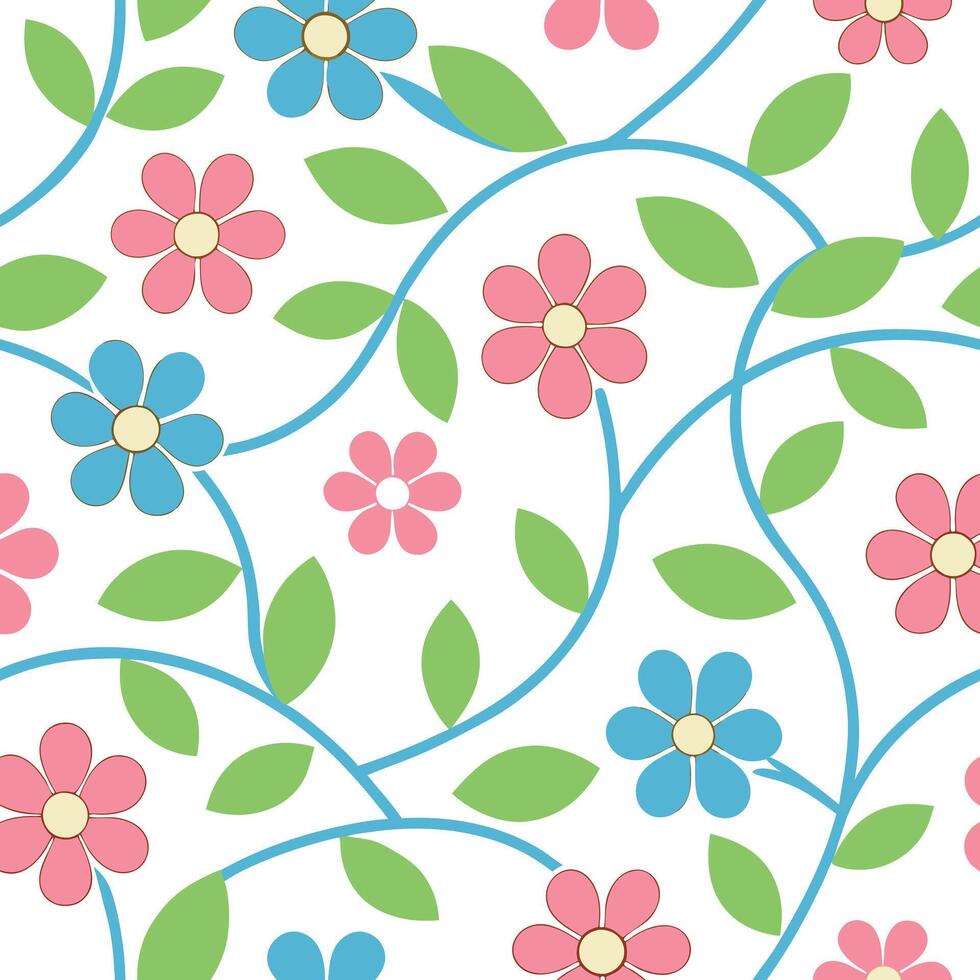 Pretty Pastel Floral Pattern Seamless Flower Vine Design vector