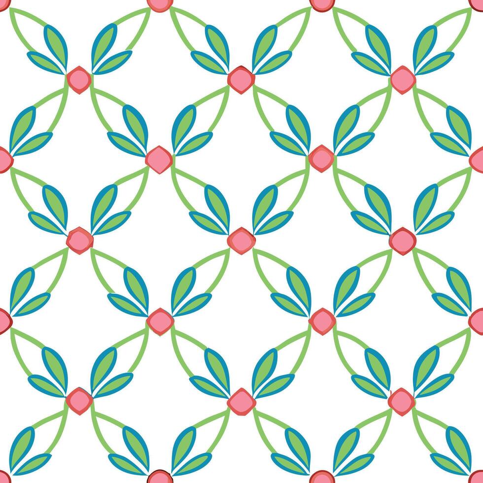 Seamless Green Teal Pink Floral Pattern Design Background Texture vector