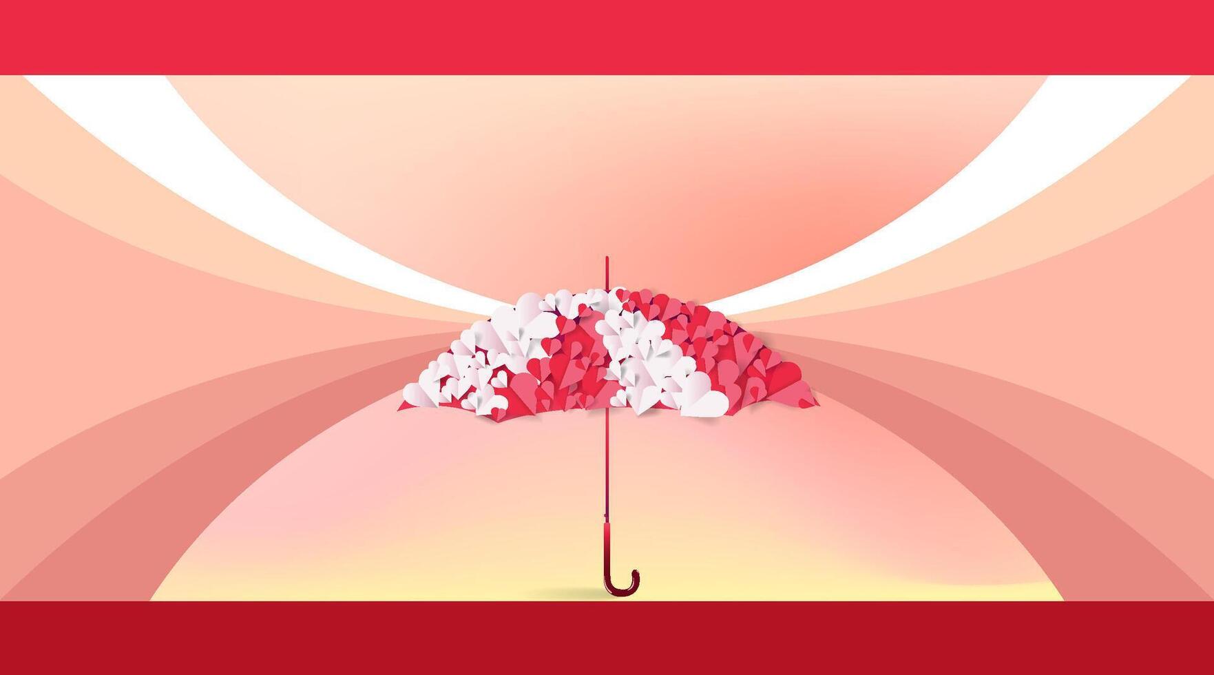 Valentine's Day template banner background with umbrella decoration vector
