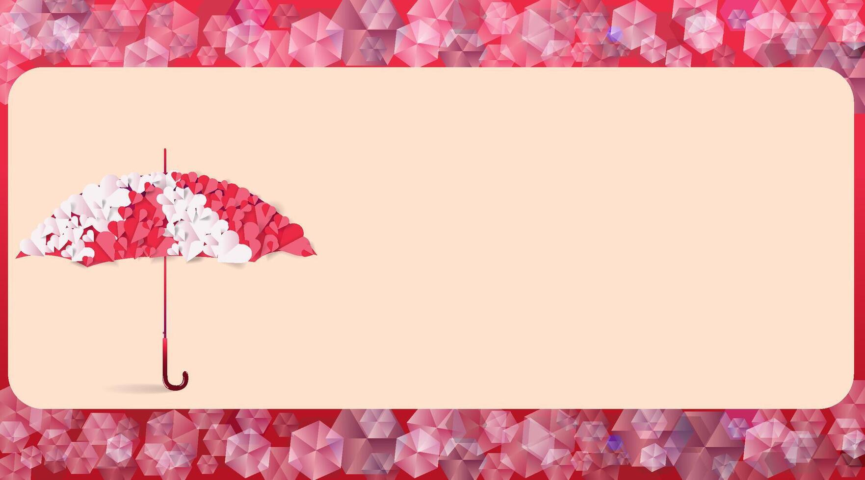 Valentine's Day banner template and umbrella decoration with glitters vector