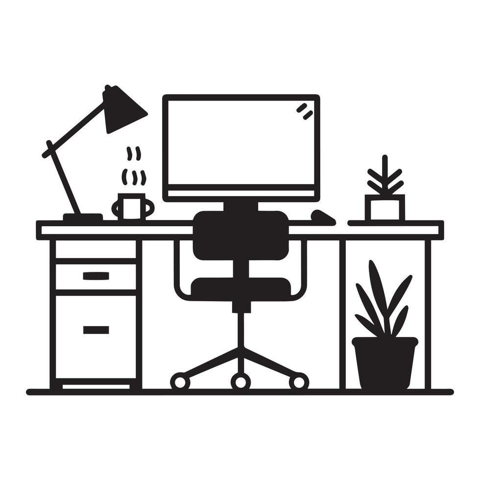 Minimalist Desk Setup vector