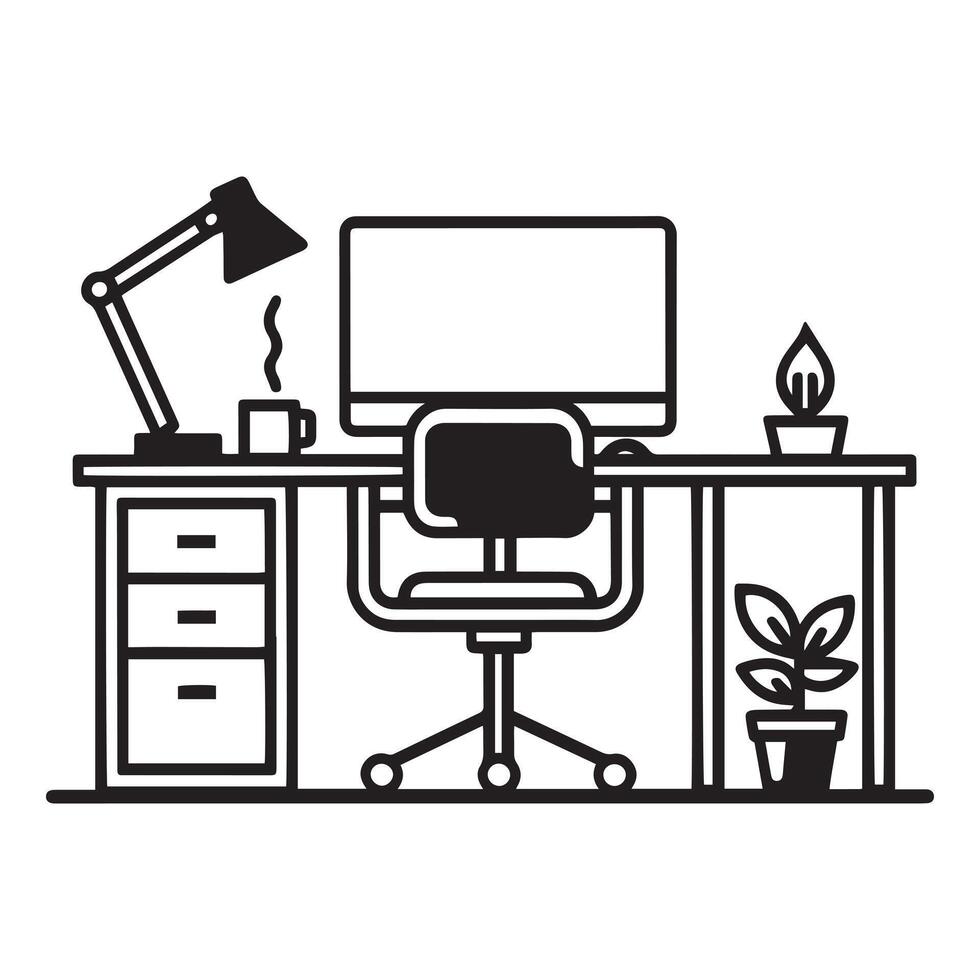 Modern Office Desk vector