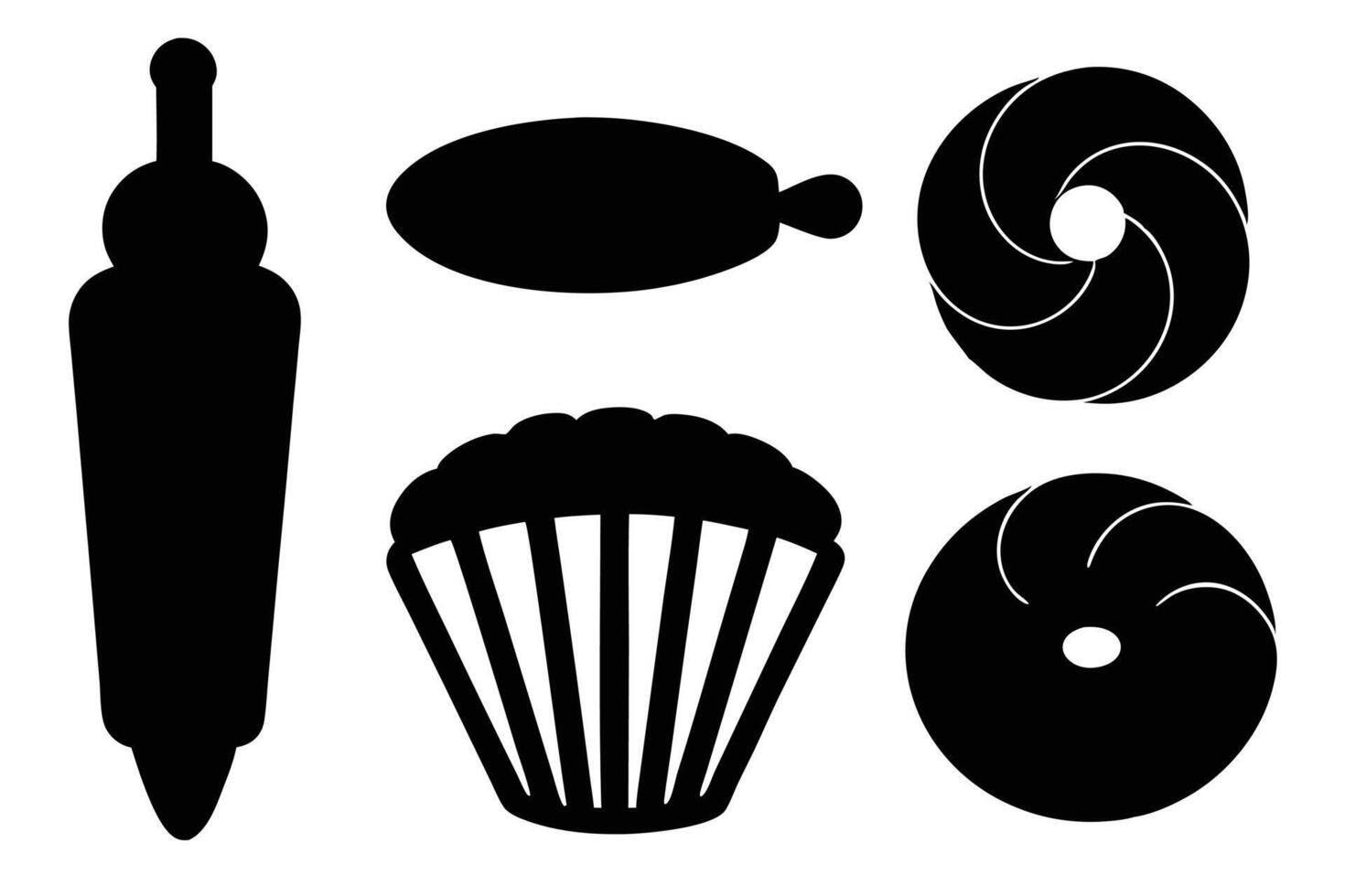 Silhouette Icon Set of sweets icons vector